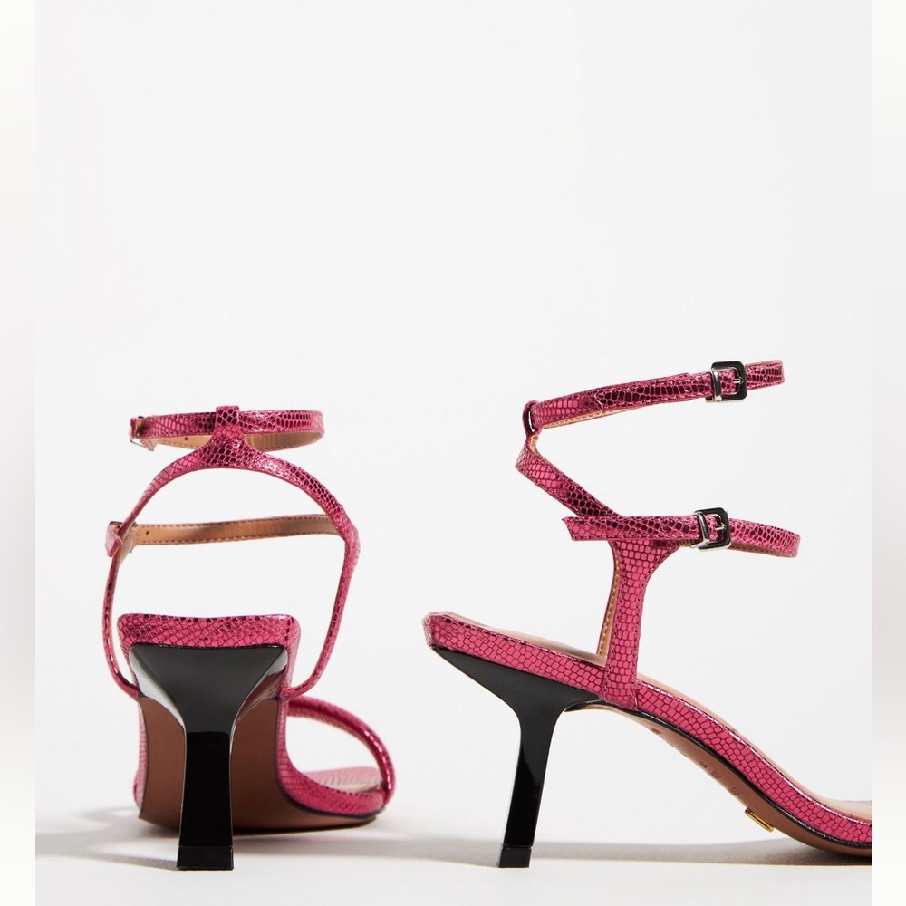Vicenza NWT Sz 37EU Brazilian designer leather strappy metallic heels; top rated - Picture 11 of 16
